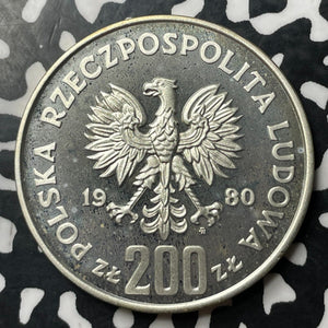 1980-MW Poland 200 Zlotych Lot#E7093 Silver! Proof!