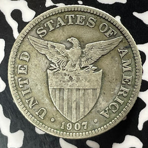 1907 U.S. Philippines 50 Centavos Lot#T5218 Silver!