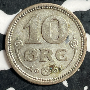 1915 Denmark 10 Ore Lot#T3161 Silver! Nice!