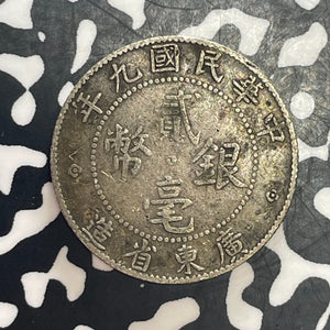 (1920) China Kwangtung 20 Cents Lot#T6375 Silver!