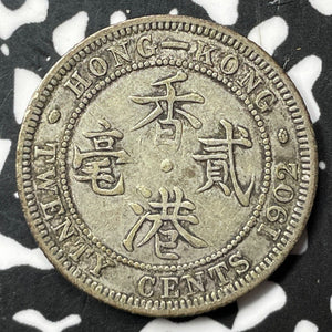 1902 Hong Kong 20 Cents Lot#OV1319 Silver! Scarce! Ex- H.F. Bowker Collection