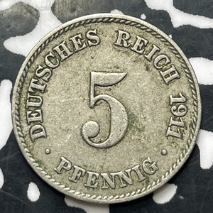 1911-J Germany 5 Pfennig (3 Available) (1 Coin Only)