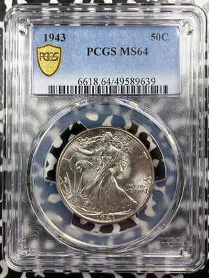 1943 U.S. 50 Cents Walking Liberty Half Dollar PCGS MS64 Lot#G7345 Silver!
