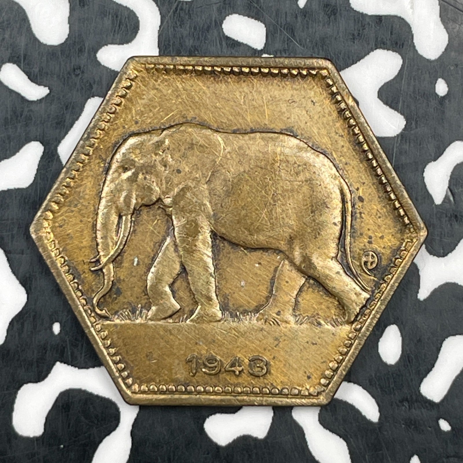 1943 Belgian Congo 2 Francs Lot#N1221 Cleaned