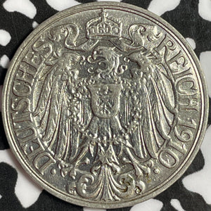 1910-G Germany 25 Pfennig Lot#D8054 Nice!
