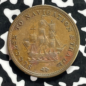 1815 Nova Scotia Trade & Navigation 1/2 Penny Token Lot#JM9894 Nice!