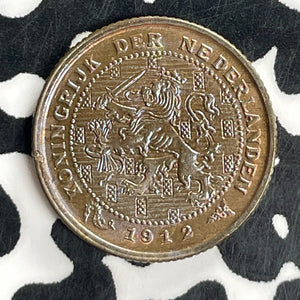 1912 Netherlands 1/2 Cent Half Cent Lot#T8077 High Grade! Beautiful!