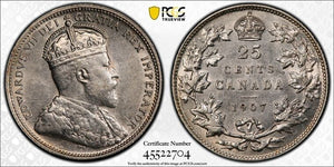 1907 Canada 25 Cents PCGS AU55 Lot#G8708 Silver!