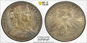 1860 Germany Frankfurt 1 Thaler PCGS AU58 Lot#G9614 Silver! KM#360