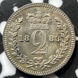 1883 G.B. Maundy 2 Pence Twopence Lot#JM7121 Silver! High Grade! Beautiful!