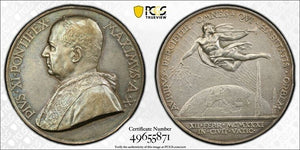 1931 Vatican City New Radio Station Medal PCGS SP62 Lot#GV8560 Silver! Nice UNC!