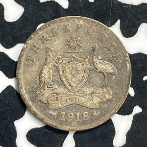 1918-M Australia 3 Pence Threepence Lot#C0729 Silver!