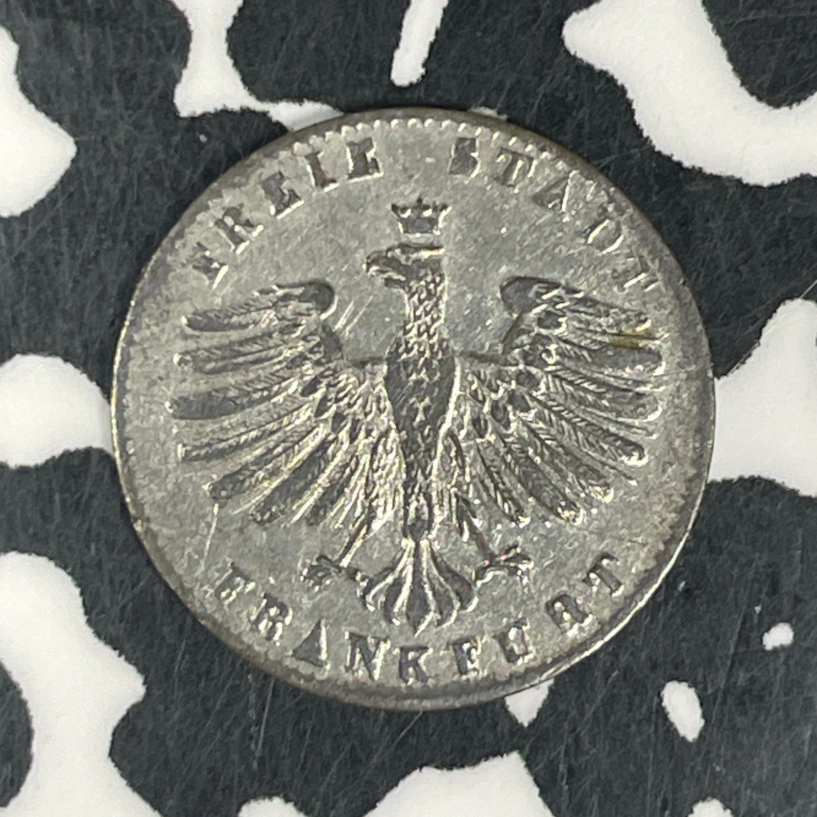 1855 Germany Frankfurt 1 Kreuzer Lot#C6720 Silver! High Grade! Beautiful!