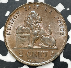 1870 Belgium 2 Centimes Lot#C0336 High Grade! Beautiful!