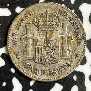 1871 Spain 1 Peseta Lot#E2852 Silver! Nice!