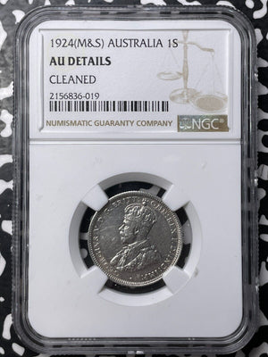 1924 Australia 1 Shilling NGC Cleaned-AU Details Lot#G8536 Silver! Key Date!