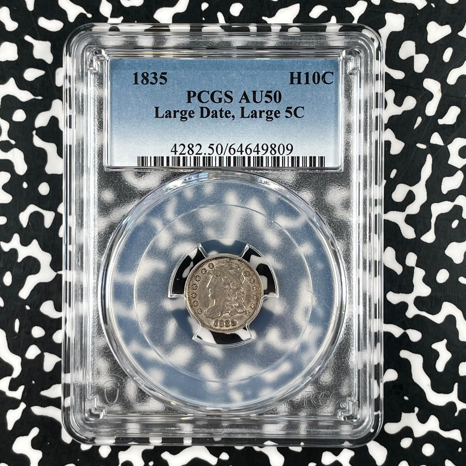 1835 U.S. 5 Cents Capped Bust Half Dime PCGS AU50 Lot#G3347 Silver! Large Date