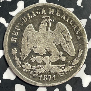 1871-Zs H Mexico 25 Centavos Lot#T0057 Silver!