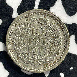 1919 Netherlands 10 Cents Lot#C0799 Silver! Nice!