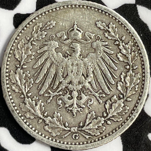 1909-G Germany 1/2 Mark Half Mark Lot#D9168 Silver!