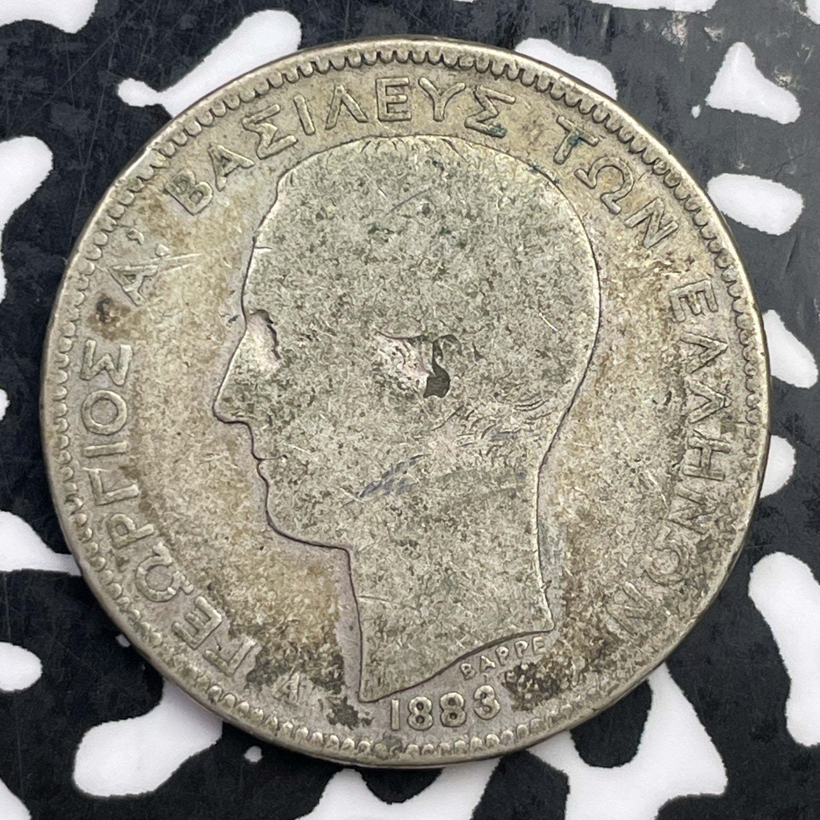 1883-A Greece 2 Drachmai Lot#F3428 Silver! Scarce!