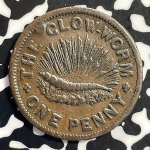 (1860) Great Britain 'The Glow Worm' 1 Penny Token Lot#E9880 Damaged