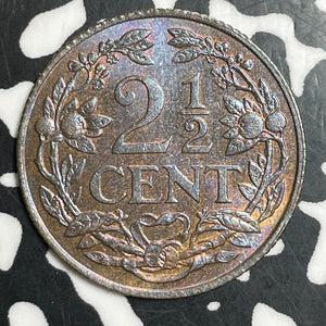 1941 Netherlands 2 1/2 Cents Lot#T2573 High Grade! Beautiful!