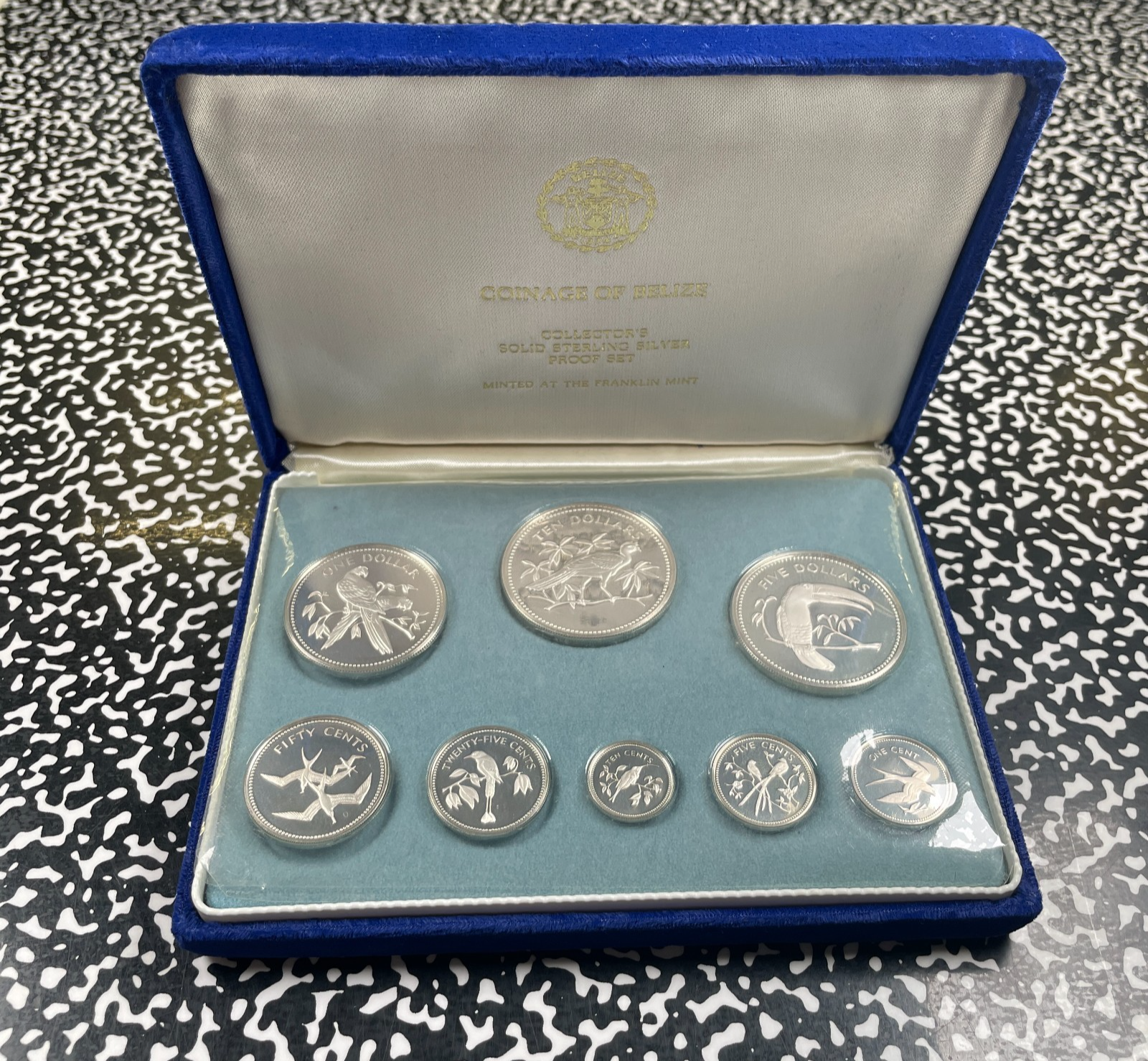 1974 Belize 8x Coin Proof Set Lot#B3568 Silver! With Case & C.O.A.