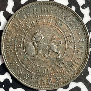 1858 Australia Melbourne Hide & Decarle Penny Token Lot#D8970 KM#Tn104