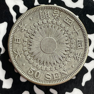 (1911) Japan 50 Sen Lot#T7492 Silver!