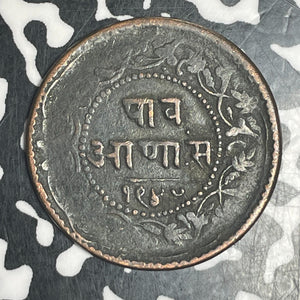 VS 1945 (1888) India Indore 1/4 Anna Lot#T6098