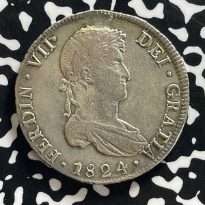 1824-PTS PJ Bolivia 8 Reales Lot#JM0135 Large Silver! Cleaned