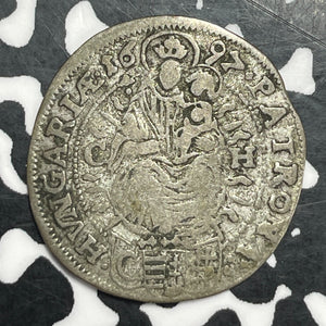 1697-CH Hungary 3 Krajczar Lot#T6465 Silver! KM#194