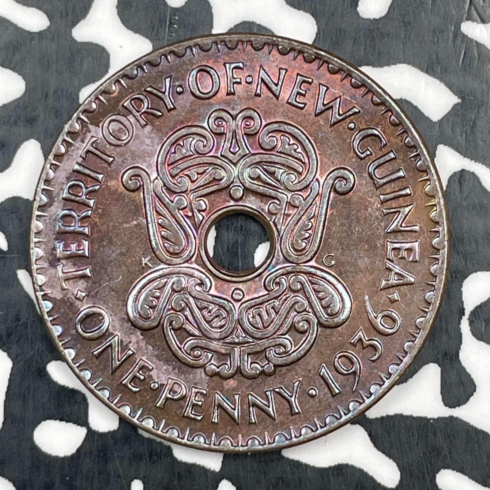 1936 New Guinea 1 Penny Lot#N1428 High Grade! Beautiful Toning!
