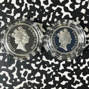 1992 Great Britain 2x 10 Pence Proof Set Lot#B2537 Silver! W/ Box & C.O.A.