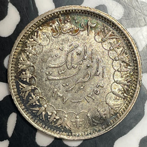 (1937) Egypt 2 Piastres Lot#T3461 Silver! High Grade! Beautiful!