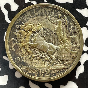 1914-R Italy 2 Lire Lot#T5329 Silver!