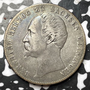 1862 Germany Saxe-Meningen 1 Thaler Lot#JM7318 Large Silver Coin! Scarce!