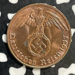 1937-E Germany 1 Pfennig Lot#E9832 High Grade! Beautiful!