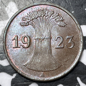 1923-A Germany 1 Pfennig Lot#D7420 High Grade! Beautiful!