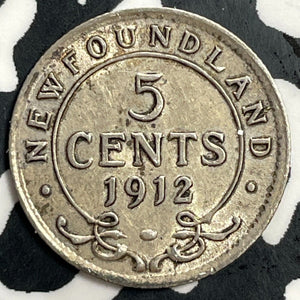 1912 Newfoundland 5 Cents Lot#T0215 Silver! Nice!