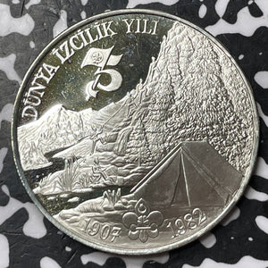 1982 Turkey 3000 Lira Lot#JM7329 Large Silver Coin! Proof! Year Of the Scout