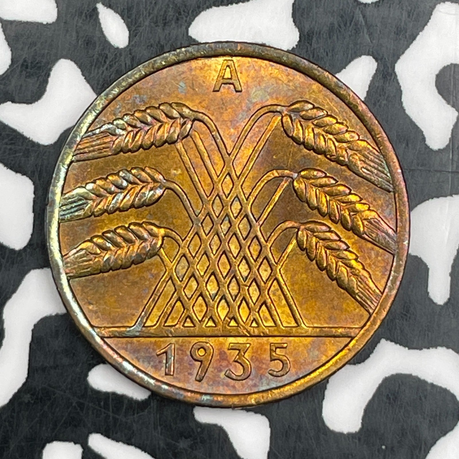 1935-A Germany 10 Pfennig Lot#N2213 High Grade! Beautiful Toning!
