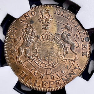 (1790s) G.B. Middlesex Pidcock's 1/2 Penny Conder Token NGC MS64BN Lot#G9809