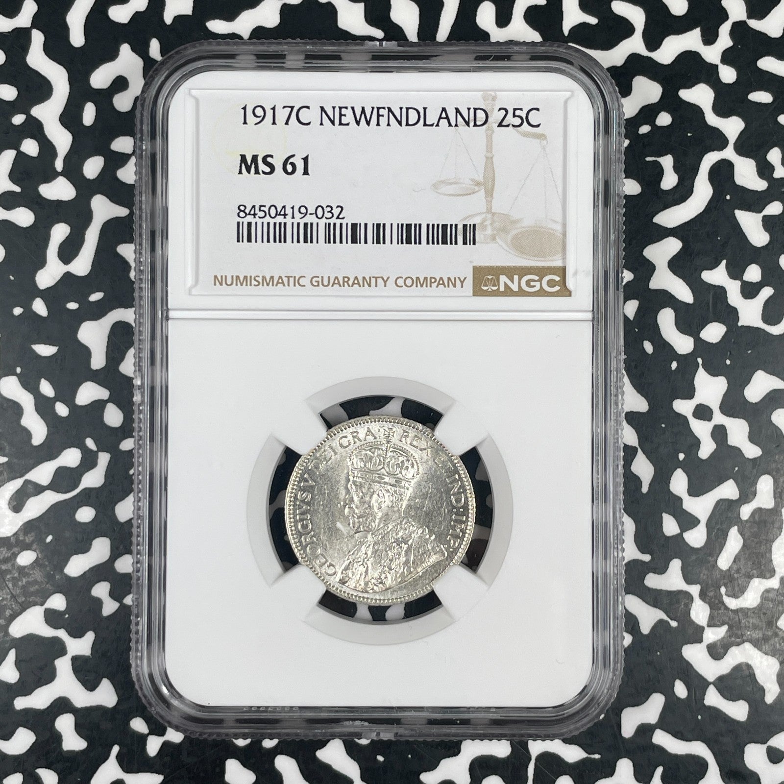 1917-C Newfoundland 25 Cents NGC MS61 Lot#G3722 Silver! Nice UNC!