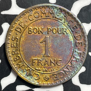 1927 France 1 Franc Lot#T1440 Nice Detail, Beautiful Toning!