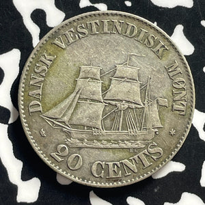 1859 Danish West Indies 20 Cents Lot#JM0007 Silver! Nice!