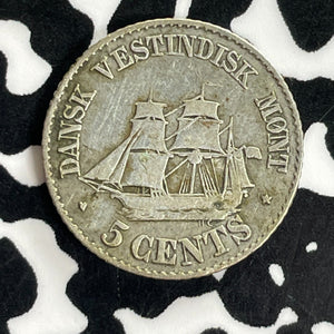 1879 Danish West Indies 5 Cents Lot#C1126 Silver!