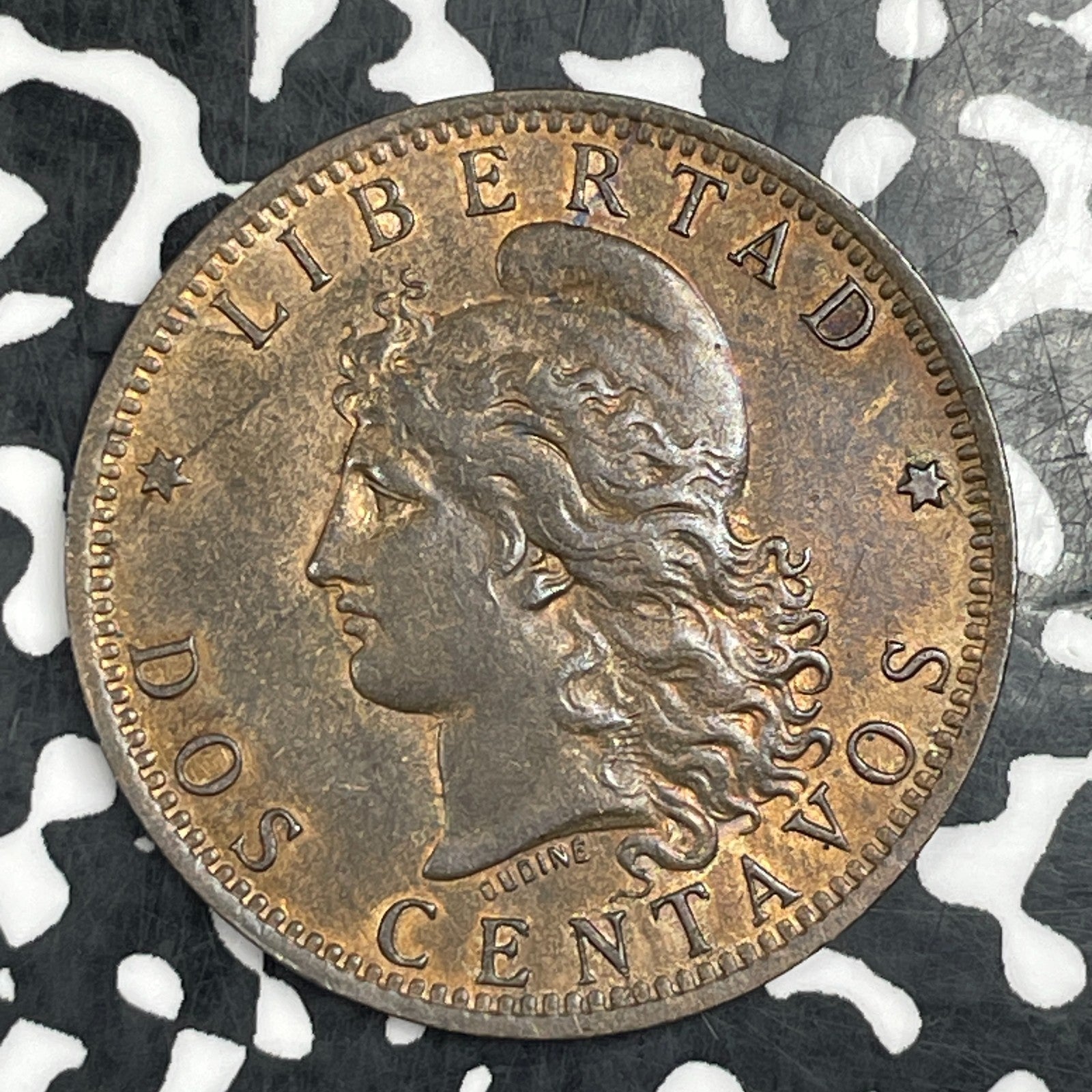 1885 Argentina 2 Centavos Lot#C8879 High Grade! Beautiful!