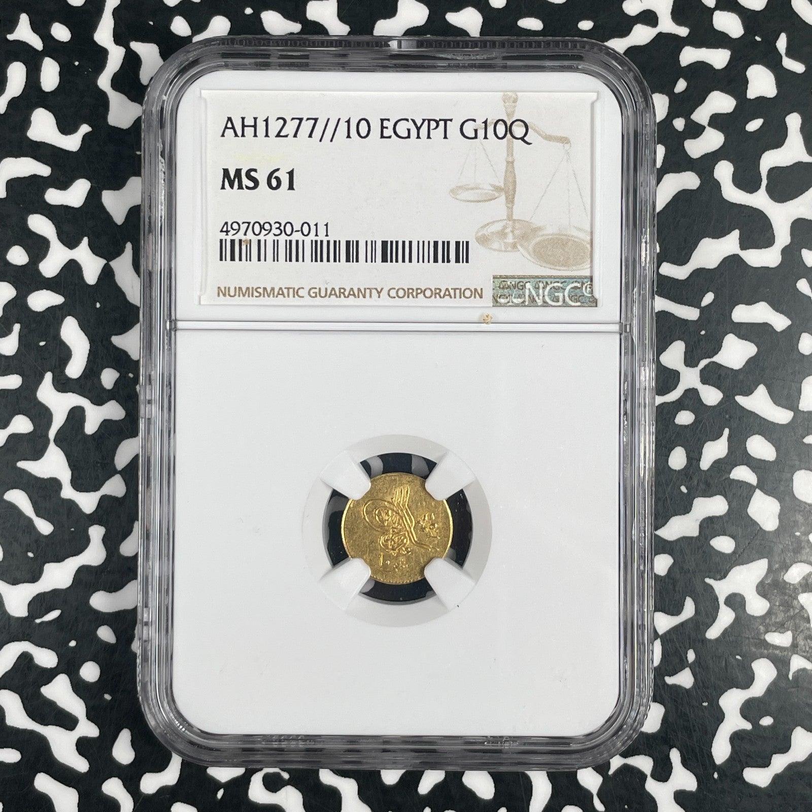 AH 1277 Year 10 (1869) Egypt 10 Qirsh NGC MS61 Lot#G3759 Gold! Nice UNC!